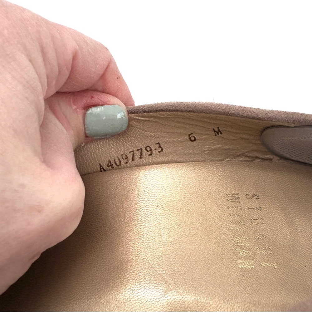 Stuart Weitzman | Beige Suede Peep Toe‎ Cork Wedge Shoes Size 6 - Picture 7 of 8